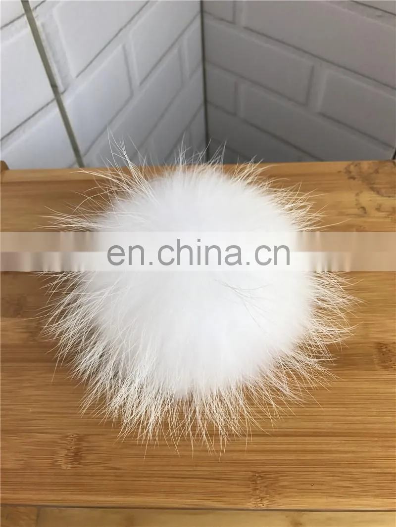 Women Cashmere Knitted Collar Raccoon Fur Pompom Hat Wholesale Hat and Scarf Sets