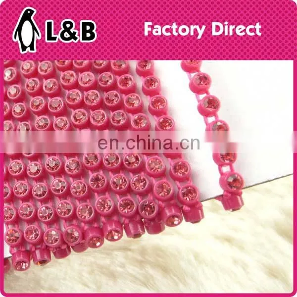 SS6/ SS8 single row multicolored plastic rhinestone chain for decoration