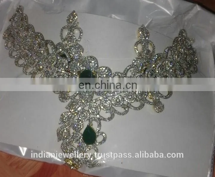 CZ jewelry necklace manufacturer,cubic zirconia necklace jewellery exporter