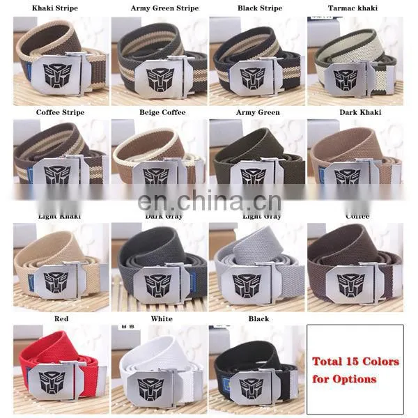 Custom brand logo polyester cotton webbing belt without buckle