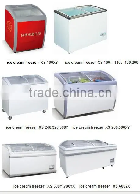 Ice Cream Chest Showcase With Glass Door And ETL Certificate,Curved Glass Door Ice Cream Freezer