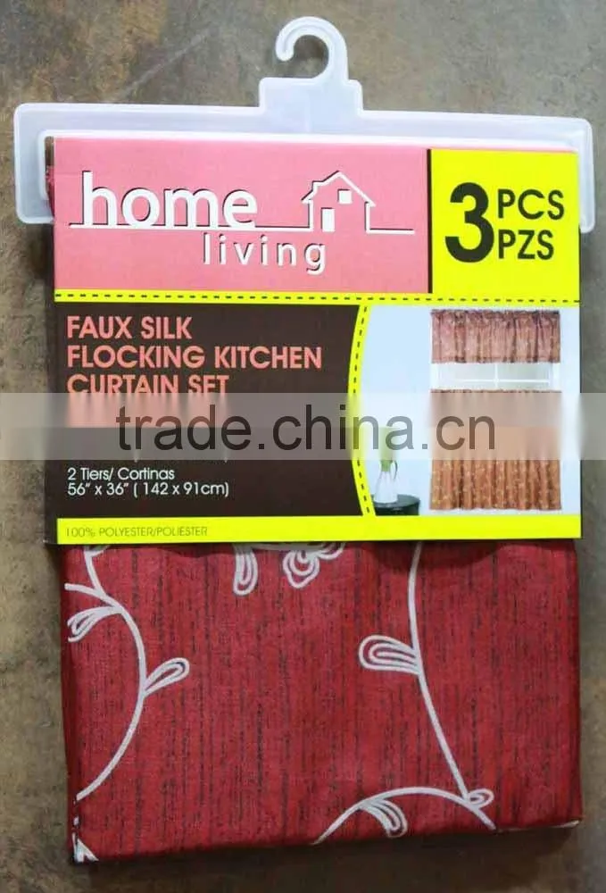 BEAUTIFUL CHEAP FAUX SILK FLOCKING KITCHEN HOME GOODS CURTAINS