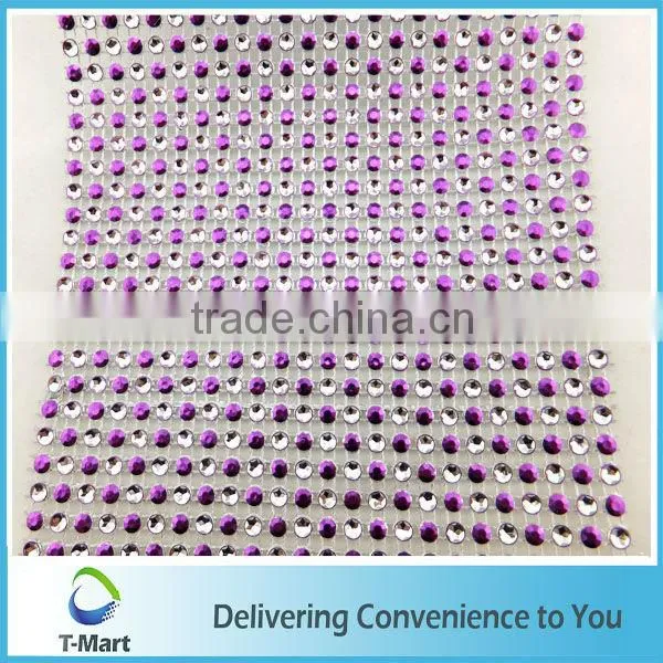 Purple Plastic Rhinestone Mesh For Wedding dress