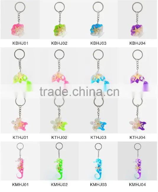 Hot selling keychain with real sealife shell and starfish