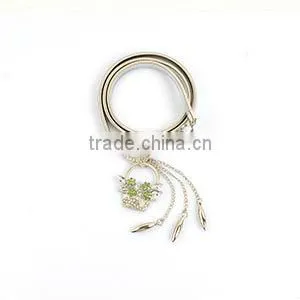 china belly chain design for lady fashion silver waist chain with green crystals