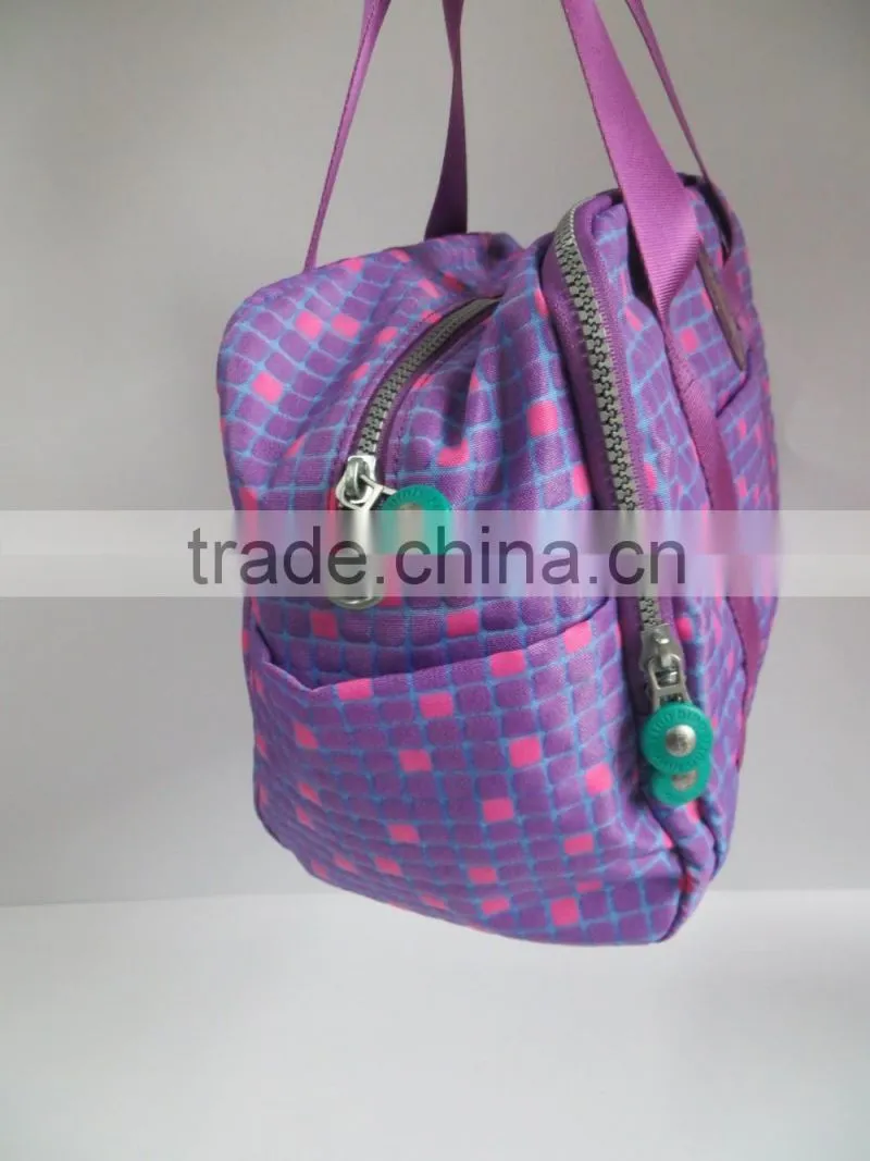 2016 new korean style checked fabric purple handbag bag for women daily shopping
