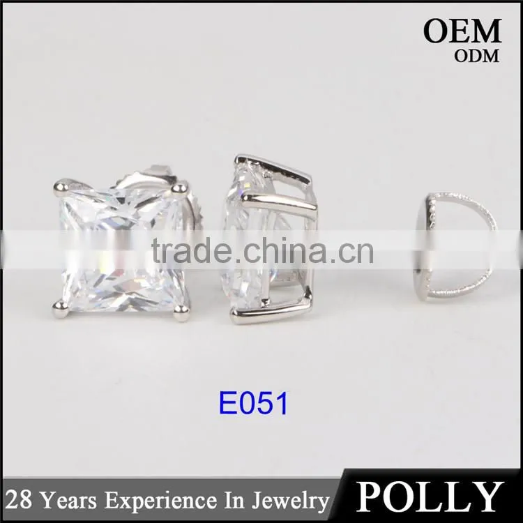14KT solid gold princess cut AAAAA CZ earrings jewelry manufacturers