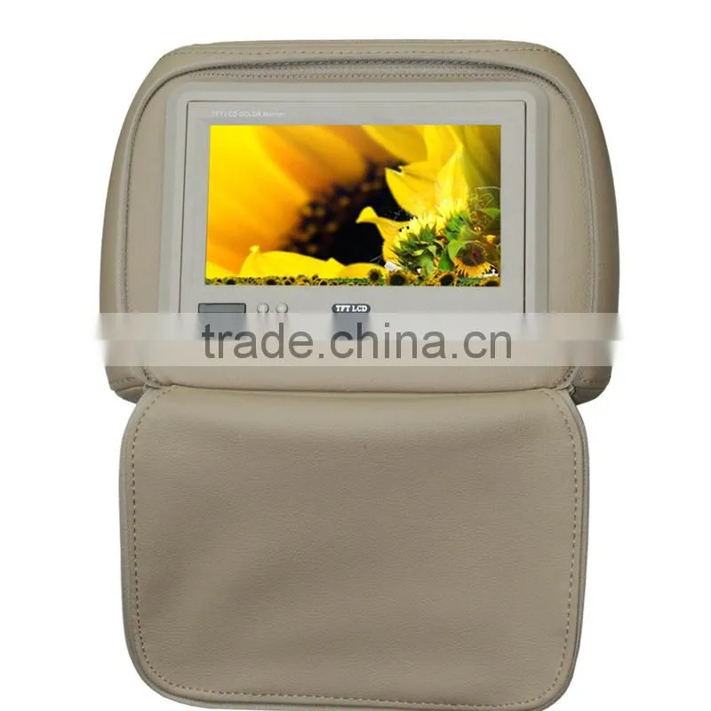 7" car TFT LCD headrest monitor with zipper cover