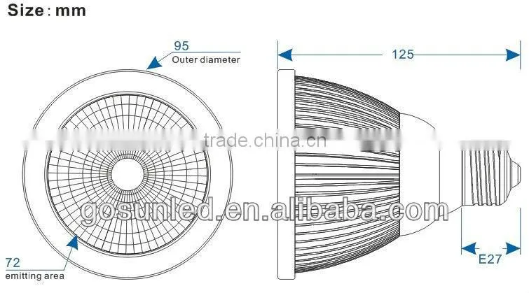 E27 base LED Par 30 Spotlight 3w/5w/7w/9w/10w/12w