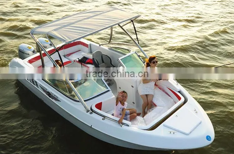 China 8 persons 115-200hp outboard engine powerful Fiberglass Water Jet Boat for sale