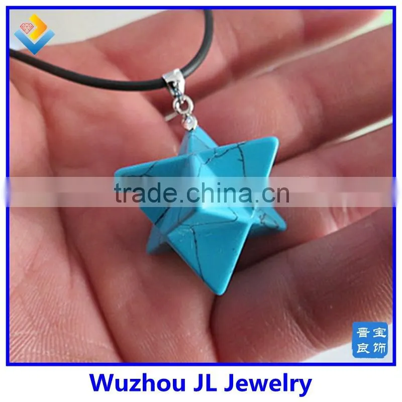 wholesale polished natural crystal quartz stone merkaba star pendant