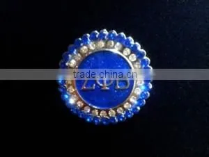 Wholesale vnistar zeta style disk shap lapel sorority round stone brooch pin in normal size high quality