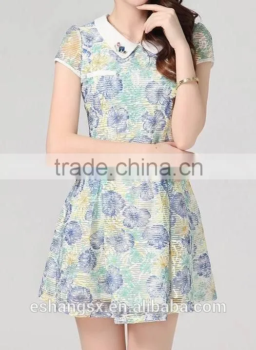 Ladies chiffon printed fashion model dresses