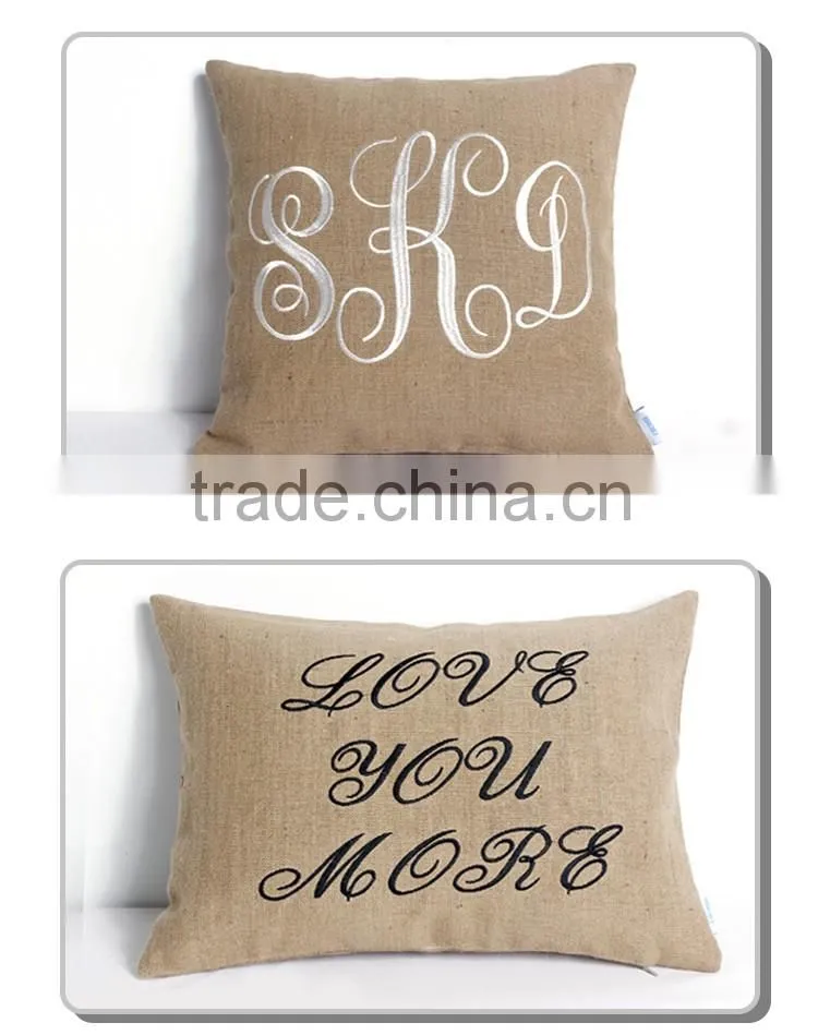 Popular design custom letter embroidery decorative pillow case cover