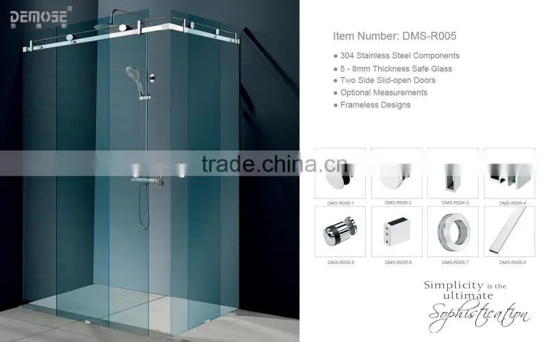 10mm Tempered Glass Used Shower Doors For Prefab DMS-R010