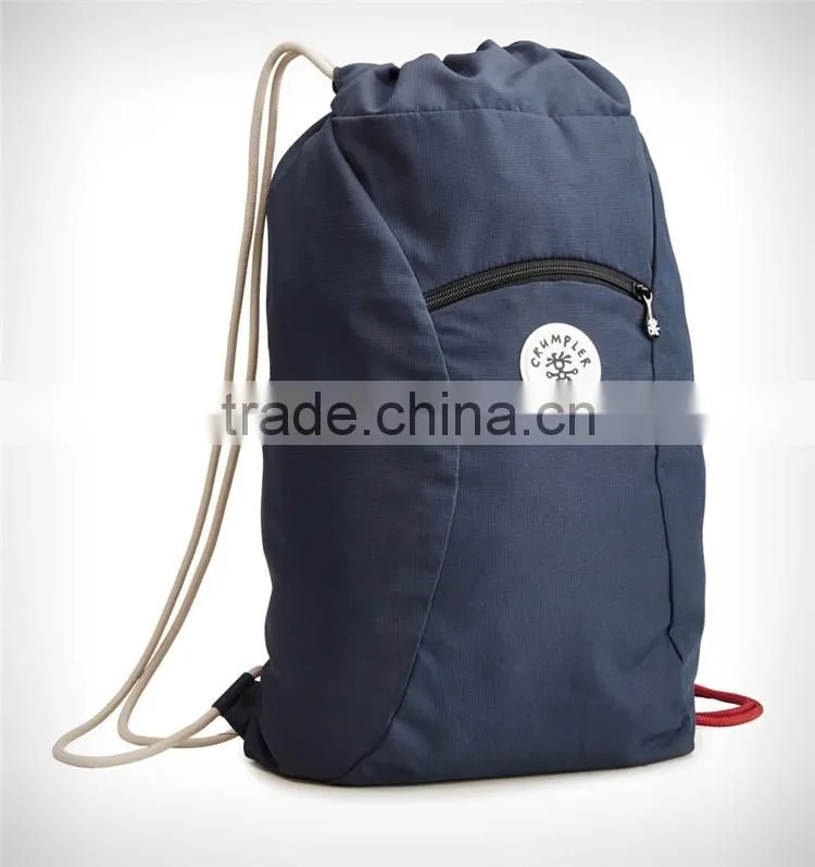 custom your logo khaki polyester gym bag drawstring backpack