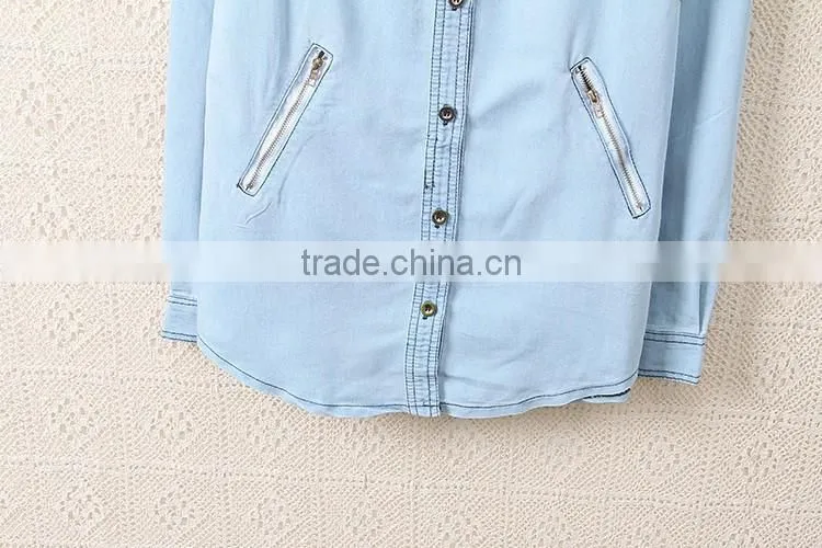 2014 New style European all-match long sleeve female jean coat/jean shirt woman denim coat clothing