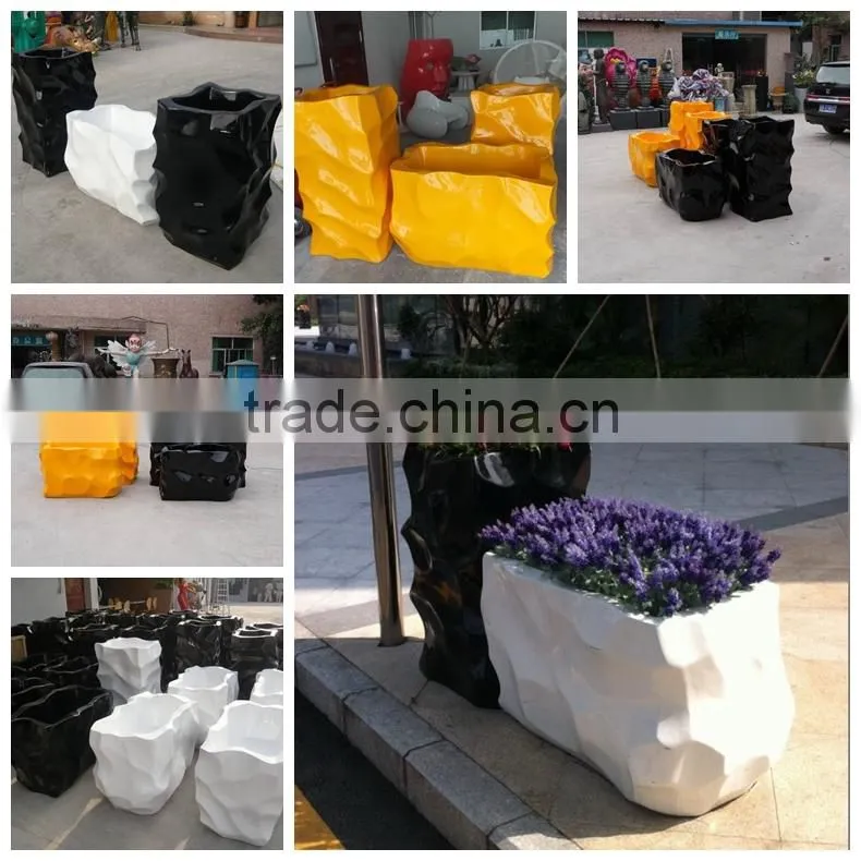 fiberglass flower pot set of 3 stone shape