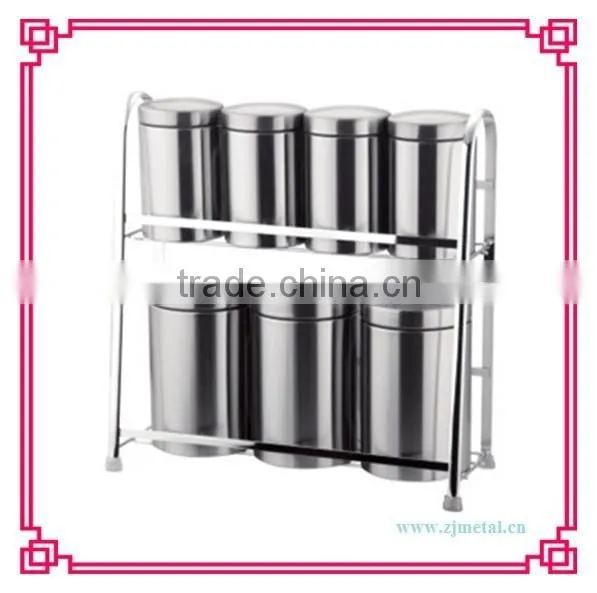 stainless steel 7pcs canister with 2floor rack