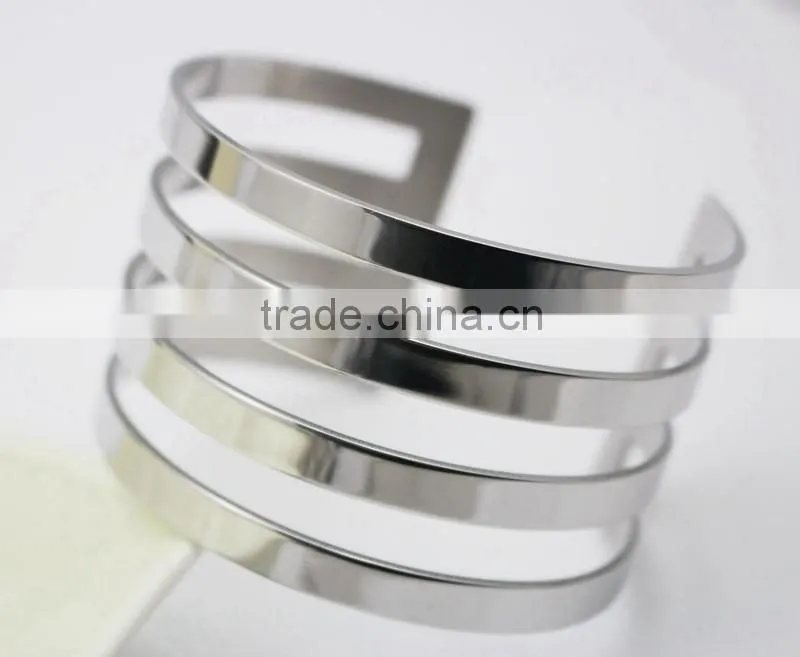 Fashion Hollow Out Stainless Steel Opening Cuff Bangle Bracelet