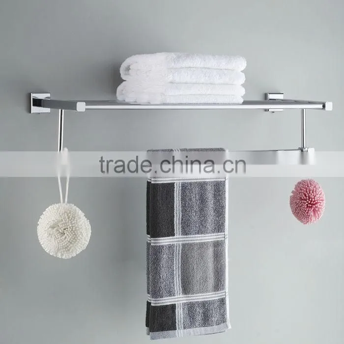 Chromed Polished square wall stainless steel bathroom towel rack Bathroom Accessories Towel Bars hanging towel shelf