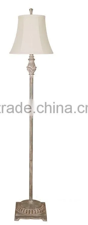 Traditional textured polyresin floor lamp,beige bell lampshade
