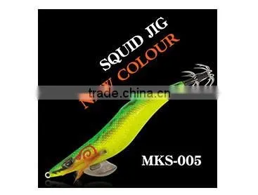Gold body red head double hook squid jig