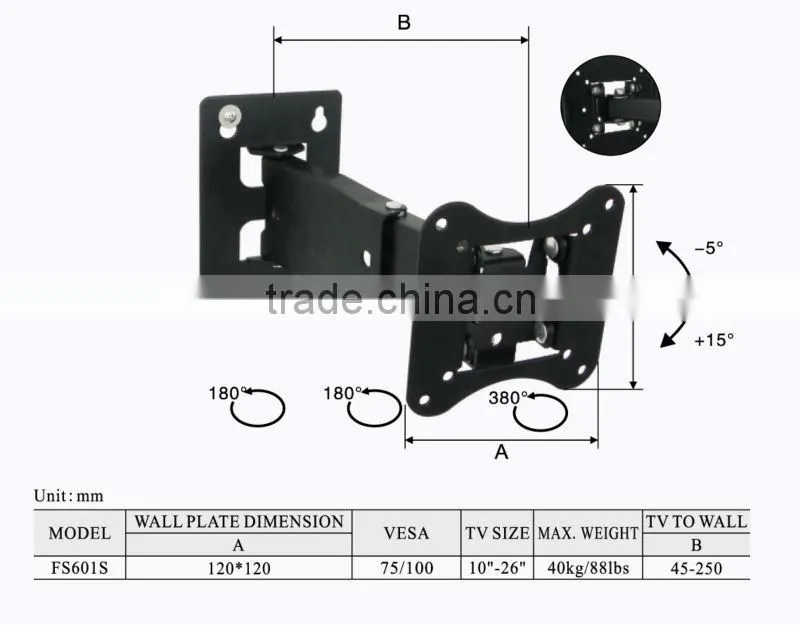 cantilever steel tv mount lcd bracket for 200 vesa