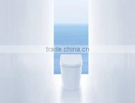 Auto-flushing toilet seat Made in Japan Flush button