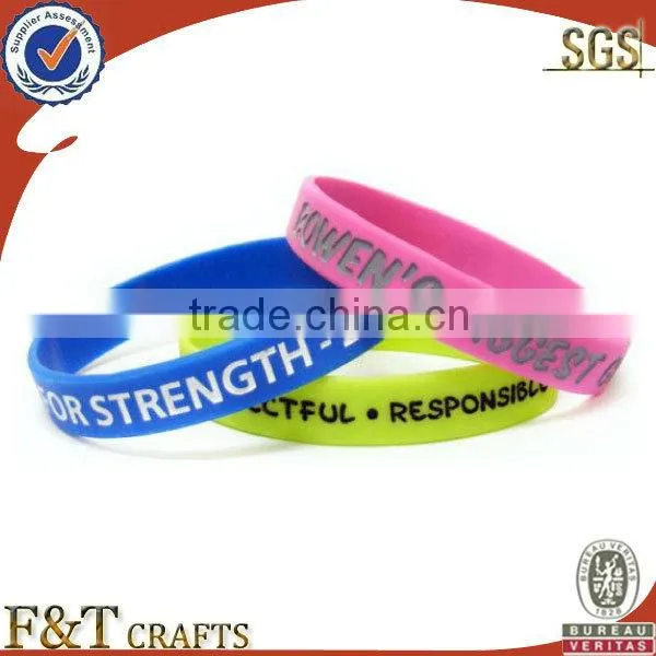 promotional thick cool mens rubber college team wide silicone bracelet in bulk
