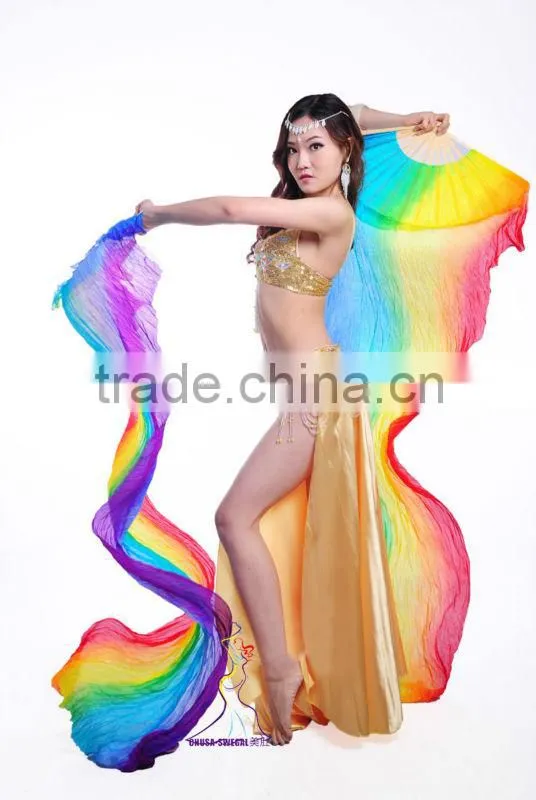 SWEGAL belly dance silk fan veil,belly dance fan veils SGBDD14006
