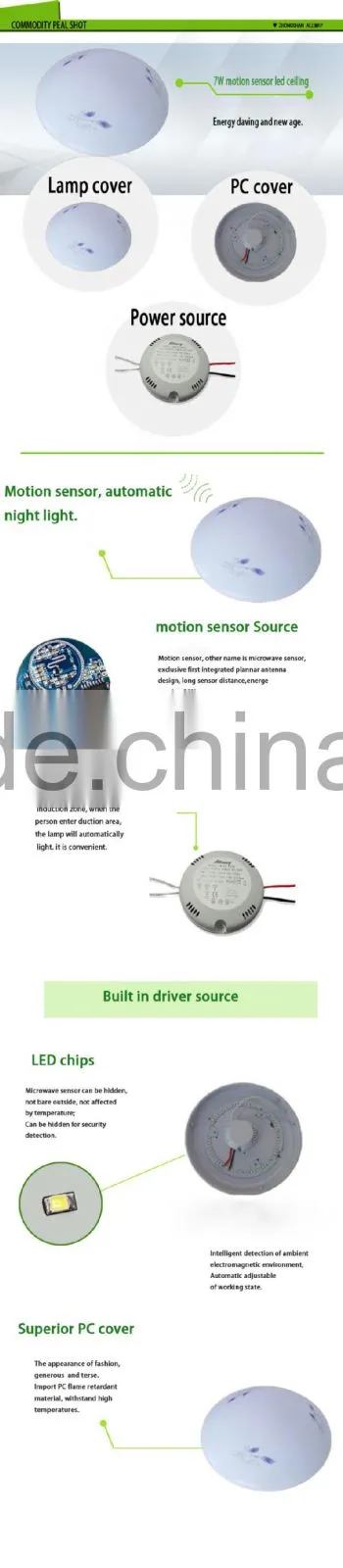 2015 Incremental innovation led ceiling light with motion sensor gradually chargeable sensor led ceiling panel lamp sensor led