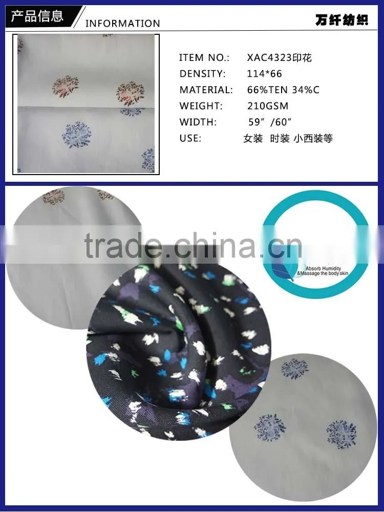 PRINTED tencel cotton twill woven fabric FASHION cloth GARMENTS trousers material