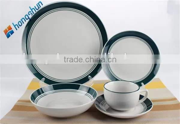 High grade dinner set porcelain crockery items with color band