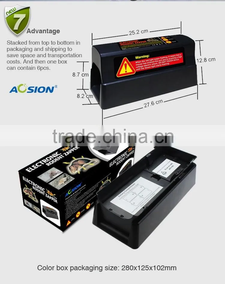 Aosion high efficiency Smart Sensor&high voltage electronic rodent zapper for housing use