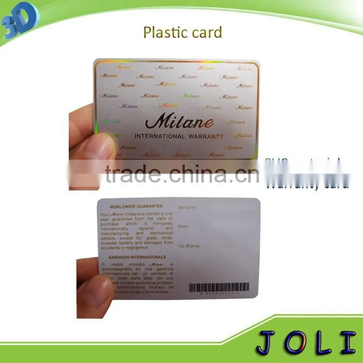 CMYK printing plastic pvc guarantee card