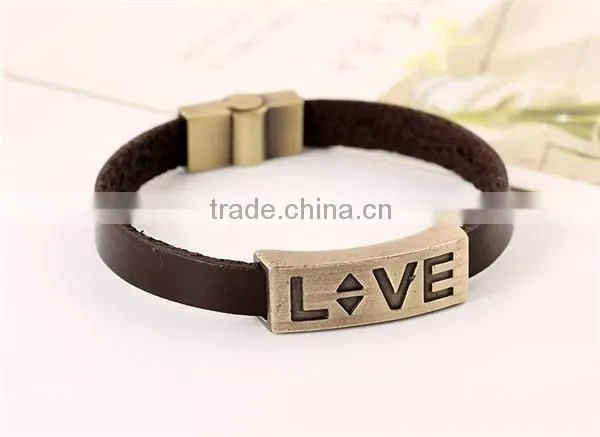 Korean fashion love couple leather wrap bracelet wholesale