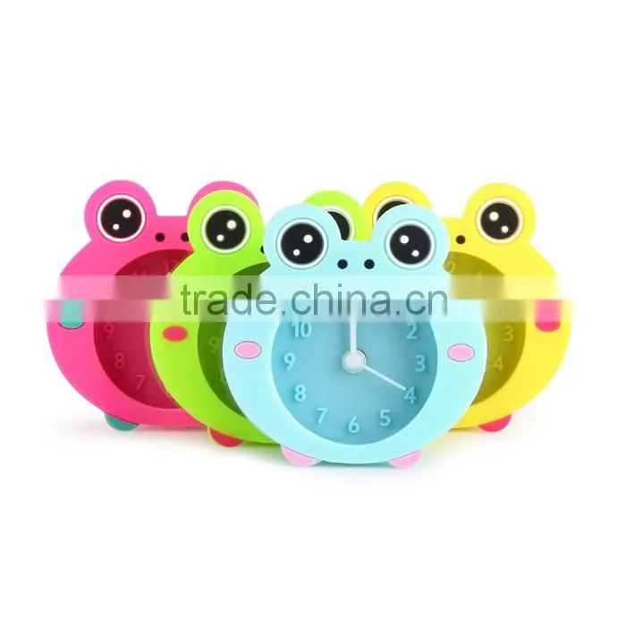 Wholesale creative mini silicone small alarm clock Frogs candy color silicone lazy alarm clock digital alarm clock
