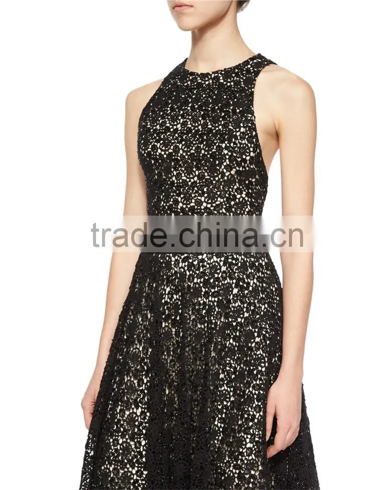 Women top 2015 OEM fashion latest sleeveless racerback lace crop top SYA15369