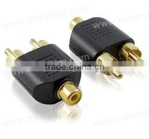 RCA jack to 2x RCA plug adaptor, AV adaptor