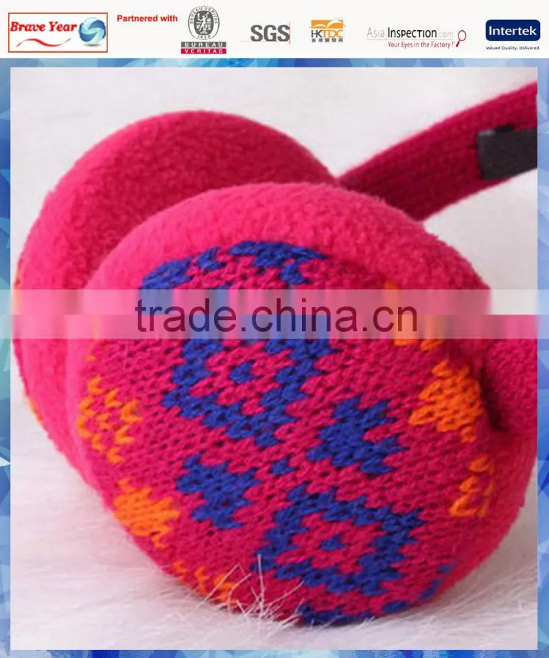women fairisle knitted cheap earmuff with fleece lining