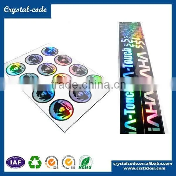 Polyester material round laser hologram self adhesive security VOID hologram label for sealing