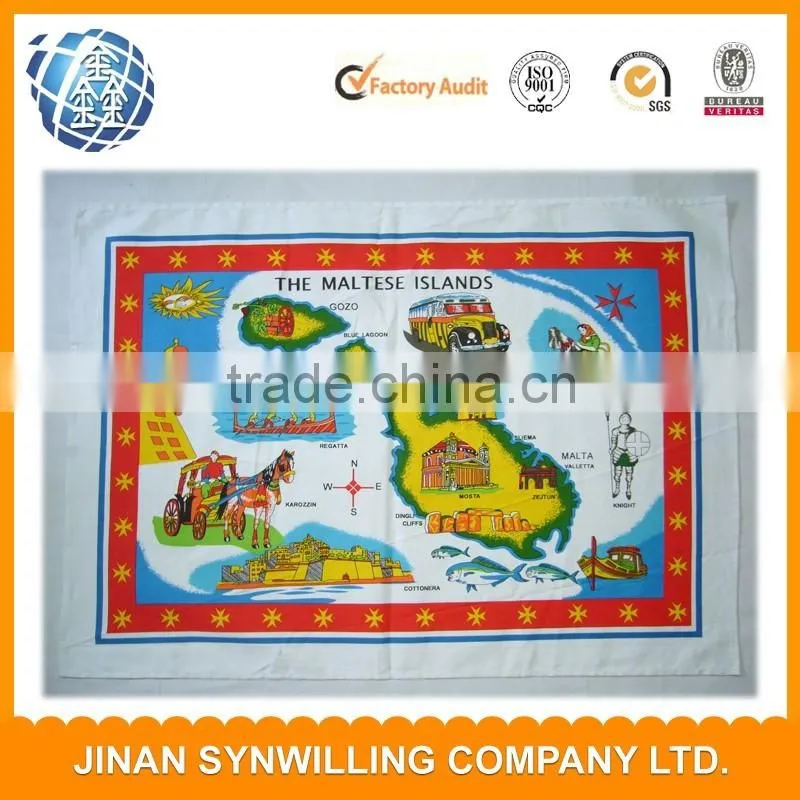 cheap tea towel with map design printed tea towel