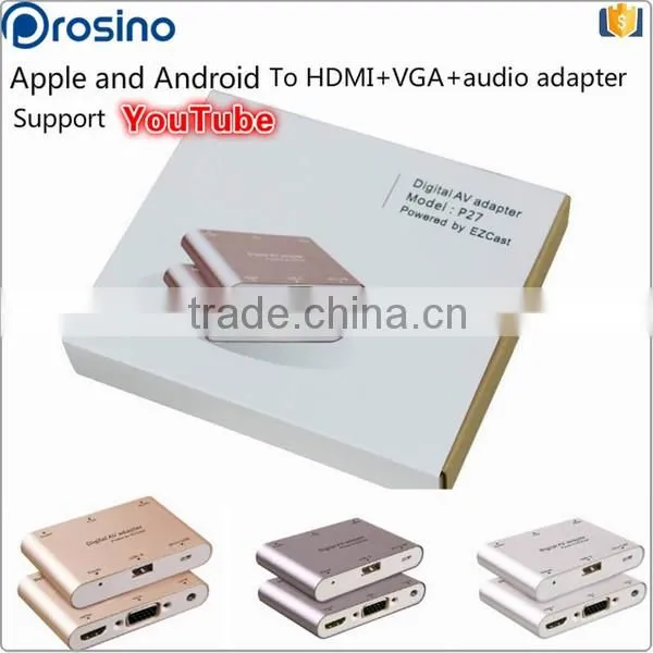 Customized Multifunction VGA / Audio connector USB-A / Micro USB Digital Av Multiport Adapter