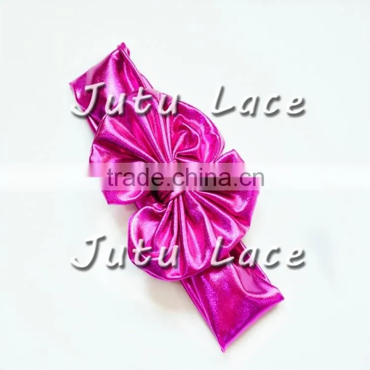 2016 Knotted Golden Silver Metallic Messy Bow Head Wrap Mix Colors / shiny bow tie hat