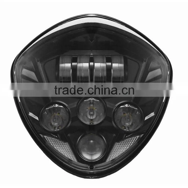 Black/Chrome LED Headlight 40W Front Driving Lamp IP67 6000K Lights For Victory Motorcycle Cross Country Cross Roads Models