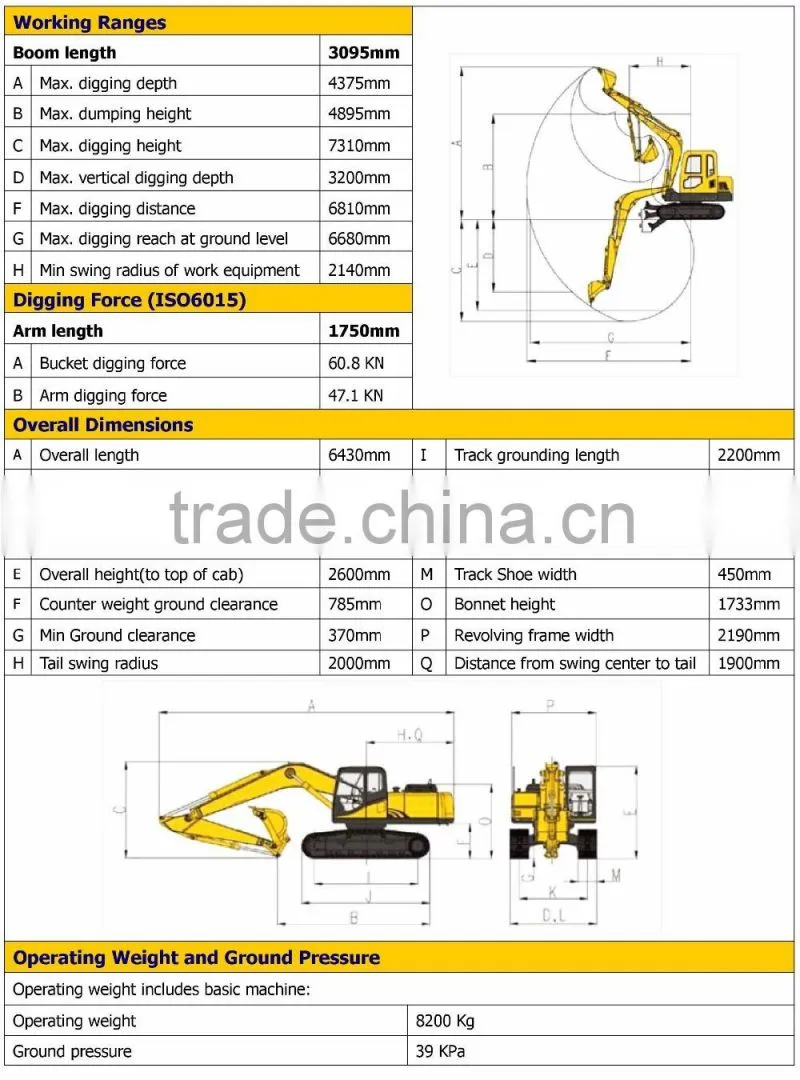 CE / ISO , 8.5 Ton Compact China Made Cheap Brand New Excavator, CE / ISO Certificate, CT85-8A , CT85-8B