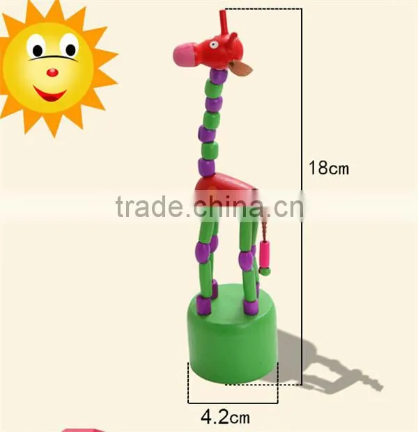 Pop-up giraffe wooden puppet Push finger toy