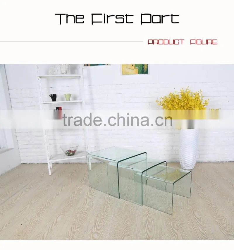 Bent glass coffee table set Chinese manufacture