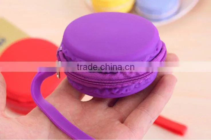 Wholesale durable silicone Macaron Jewelry box,Jewelry holder with handle,silicone coin bag